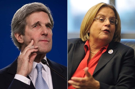 El demócrata John Kerry y la republicana Ileana Ros-Lehtinen. | AFP