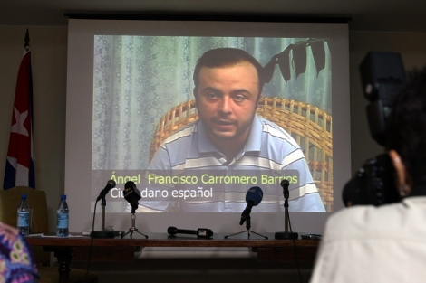 Carromero, en el vídeo proyectado en la rueda de prensa.| Efe/Alejandro Ernesto