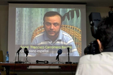Carromero, en el vídeo proyectado en la rueda de prensa.| Efe/Alejandro Ernesto