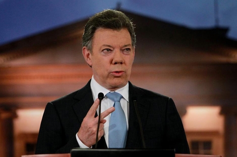 El presidente de Colombia, Juan Manuel Santos, durante su comparecencia. | Efe