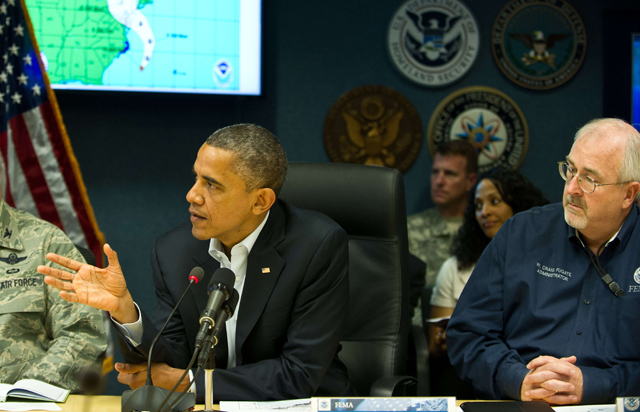 Obama habla ante la prensa sobre la llegada de 'Sandy'. | Foto: Afp [VEA MÁS IMÁGENES]