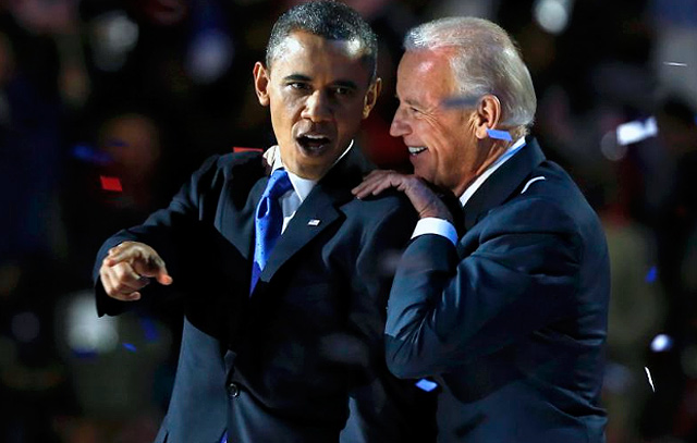 Obama, junto a Biden, celebra la victoria. | Reuters