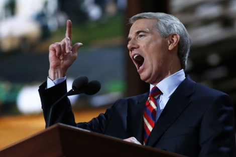 El senador Rob Portman durante un discurso en la convención de Tampa. | Reuters