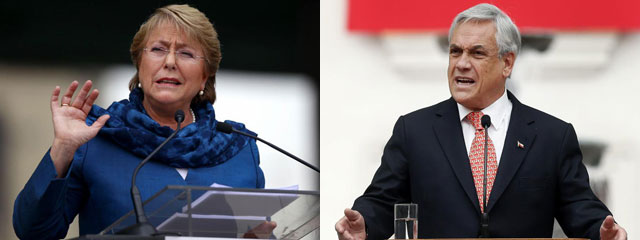 Michelle Bachelet y Sebastián Piñera, en distintos actos conmemorativos. | Reuters | Efe