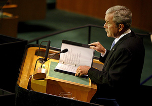 George W. Bush, durante su intervenci�n en Naciones Unidas. (Foto. EFE)