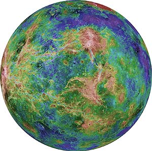 Superficie de Venus mapeada por el radar de la sonda 'Magallanes'. (Foto: NASA)