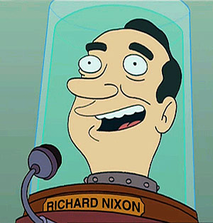 La cabeza de Richard Nixon, en un episodio de Futurama.