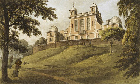 El Observatorio de Greenwich en una pintura de Thomas Hosmer Shepherd (1824). | Wikipedia commons.