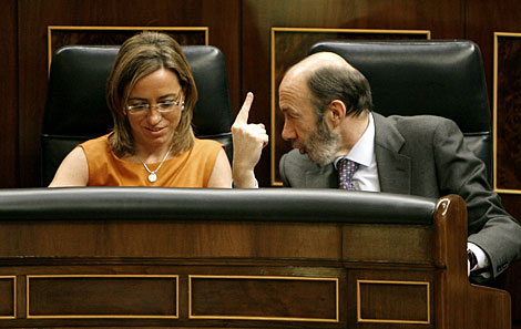 Chacón, en el Congreso con Rubalcaba. | Alberto Di Lolli