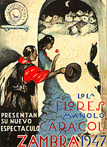 Cartel de Zambra, con Lola Flores.