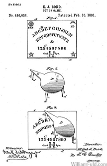 Primera página de la patente de la 'ouija' de Kennard.