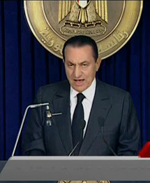 Mubarak, durante su discurso. | AP