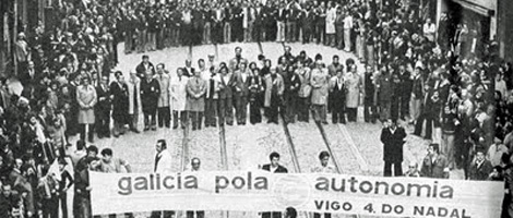 Manifestación en Vigo el 4 de diciembre de 1979 en contra del 'Estatuto da Aldraxe'.