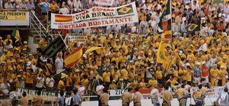 La 'torcida' brasileña en Sevilla durante el Mundial de 1982.