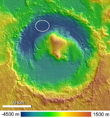 El cráter Gale observado por el 'Mars Express'.
