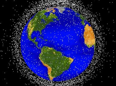 Acumulación de basura espacial en la órbita baja terrestre. | NASA