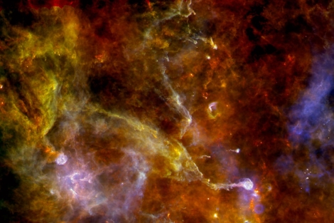 El 'cisne' visto por el telescopio espacial Herschel. | ESA