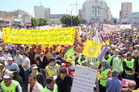 Manifestantes, este domingo en Casablanca. | AFP
