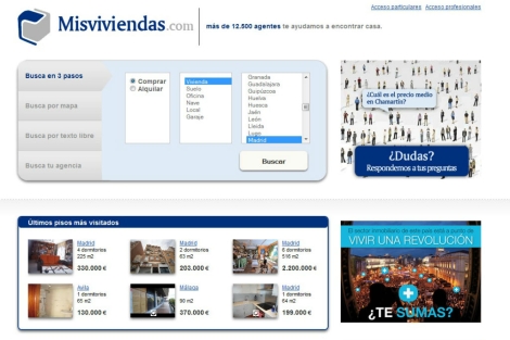 Imagen del home del portal 'Misviviendas.com'. | EM