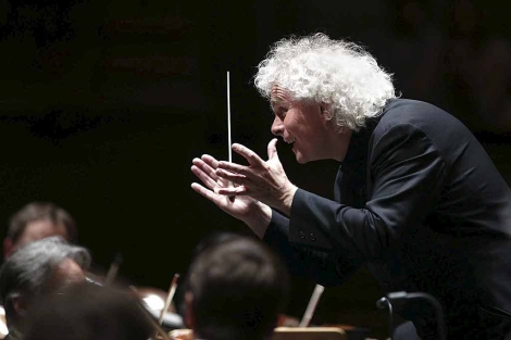 Simon Rattle con la Filarmónica de Berlín en el Teatro Real. | El Mundo