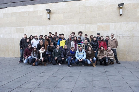 Algunos de los Erasmus de Granada que reclaman el pago de la beca. | J. G. Hinchado