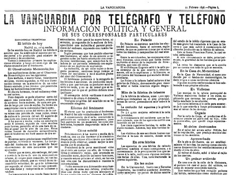 Crónica de La Vanguardia el 11 de febrero de 1896.