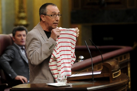 Joan Baldovi, el día que exhibió un suéter de 'Wally'. | Bernardo Díaz [MÁS FOTOS]