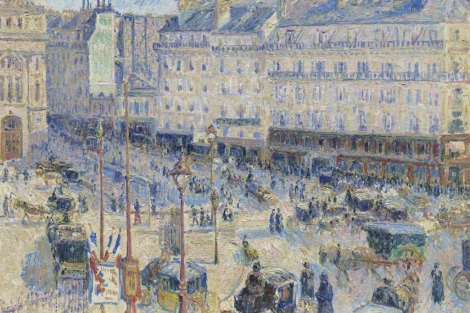 Detalle de 'La Place du Havre, París' (1893), uno de los cuadros de la muestra.