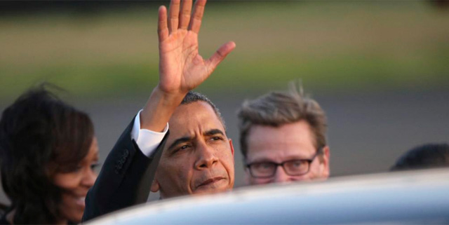 Obama, a su llegada a Berlín. | Efe