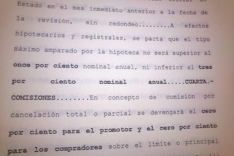Cláusula suelo de la hipoteca de Carlos, firmada en Caja Castilla-La Mancha. | ELMUNDO.es