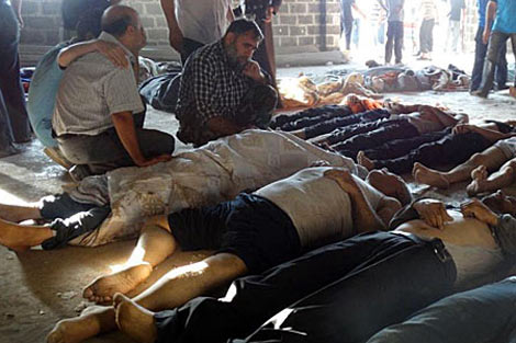 Cuerpos sin vida tras el último ataque con armas químicas.