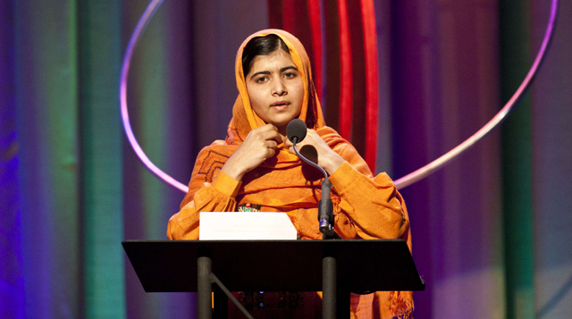 Malala Yousafzai durante la entrega de un premio en Nueva York. | Afp
