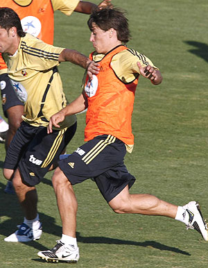Bojan, durante un entrenamiento con la selecci�n espa�ola. (Foto: EFE)