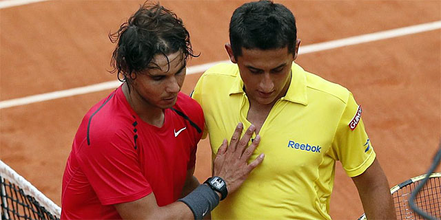 Nadal y Almagro, tras la finalización del encuentro. | Afp