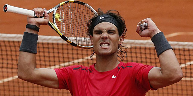 Nadal celebra su victoria ante Almagro. | Afp