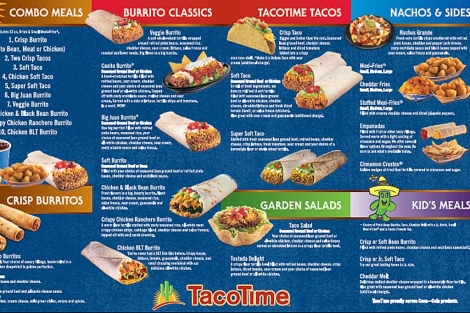 Aspecto del menú de la cadena 'Taco Time'. | El Mundo