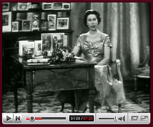 Pantalla del vídeo de la felicitación de Isabel II en 1957.