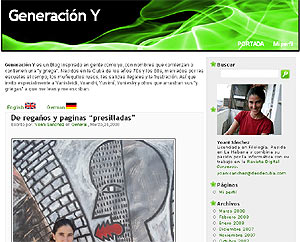 Pantalla principal del blog cubano 'Generación Y'.