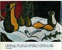 Braque. Este bodeg&oacute;n re&uacute;ne todas las peculiaridades de estilizaci&oacute;n y composici&oacute;n del gran maestro del cubismo Georges Braque, un artista al que De Hory imit&oacute; con frecuencia.
