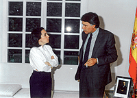 Cara a cara. Prego ha entrevistado a los cinco presidentes de la democracia. En la imagen, con Felipe Gonz�lez hacia 1990.