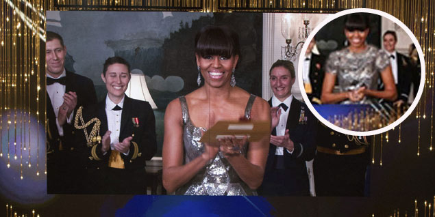 Foto original de Michelle Obama en la pantalla del Dolby Theatre durante los Oscar. (Foto: agencias)